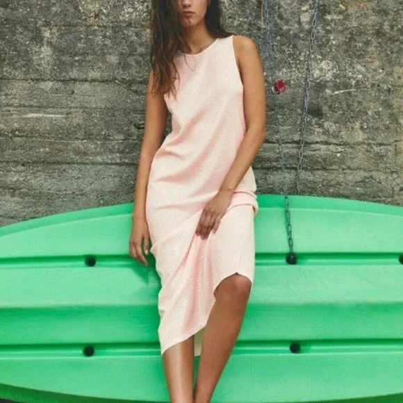 Zara | Dresses | Zara Limited Edition Sequin Knit Dress Pink S | Poshmark